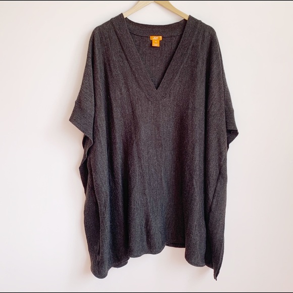 oversized charcoal knit tunic/cape/poncho